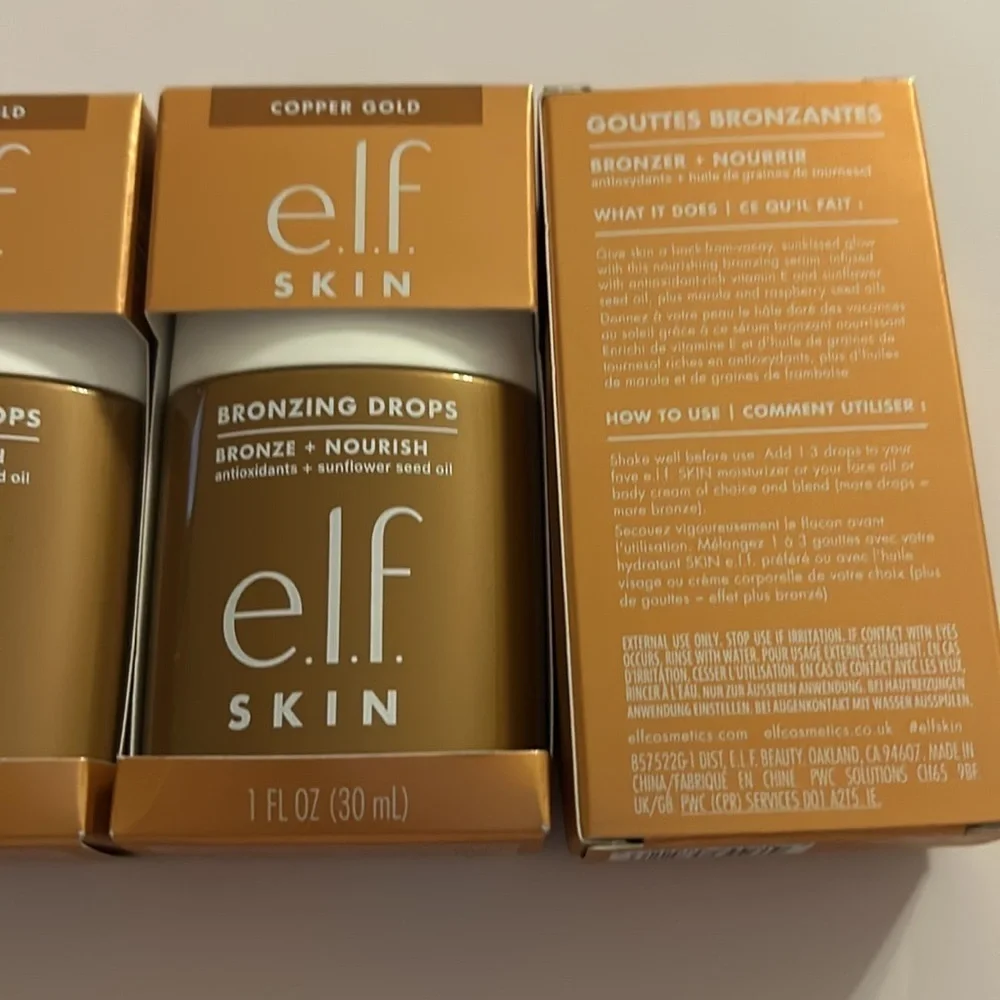 e.l.f. Cosmetics Bronzing Drops BRONZE 3 - COPPER GOLD (LOT OF 3)  NEW